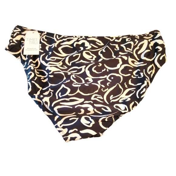 Bikini Swimsuit Mid Rise Cheeky Bottom Black Floral Woman's 3X 24/26 LR111 - Picture 2 of 9